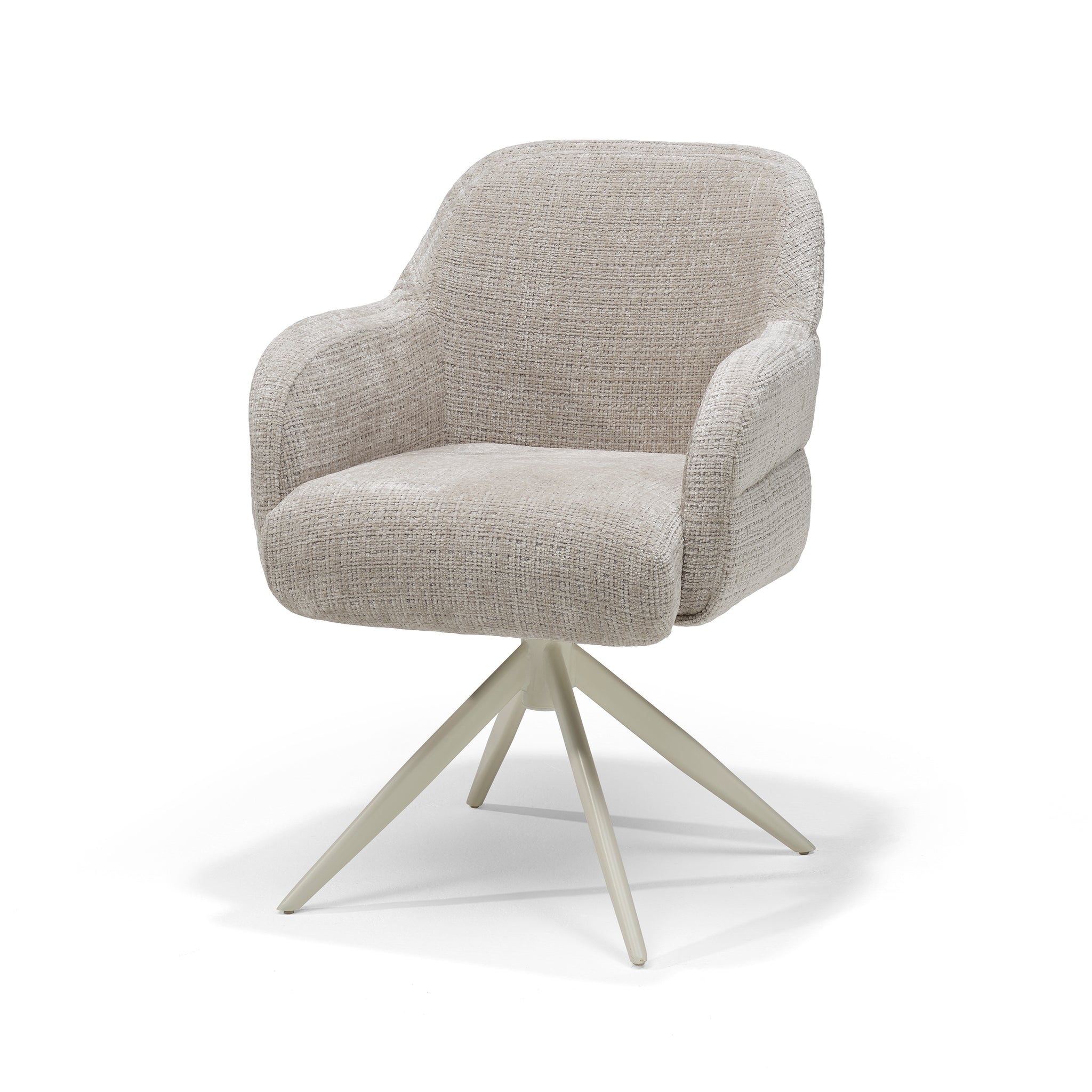 Eetkamerstoel Austin armstoel Stof Cremona #04 Naturel - 360° draaibaar onderstel beige P03