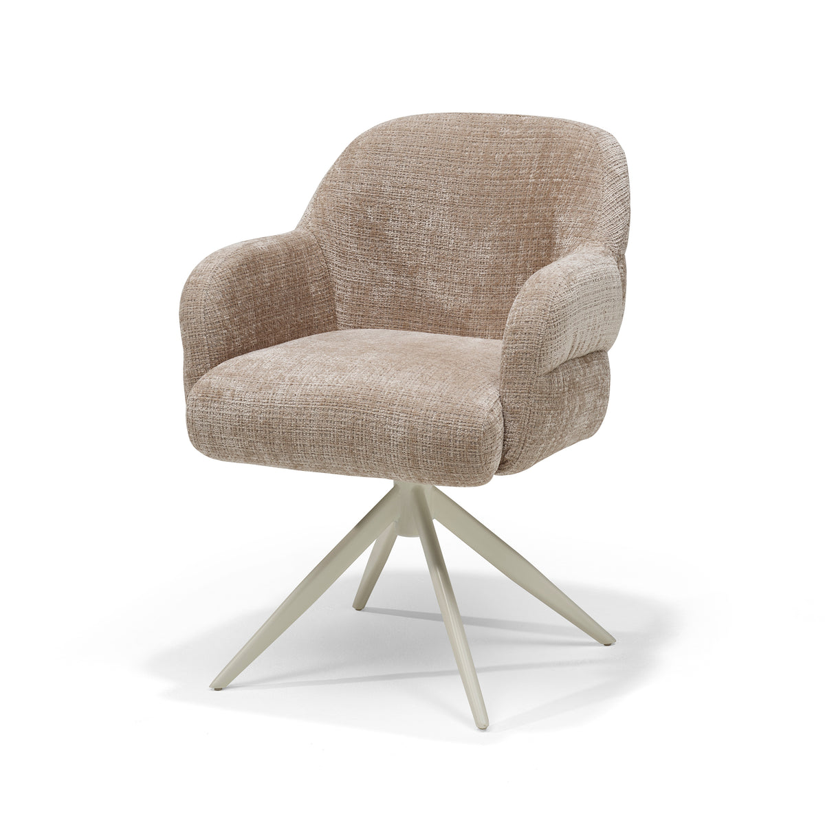 Eetkamerstoel Austin armstoel - stof Cremona nr. 14 beige - 360° draaibaar onderstel beige P03