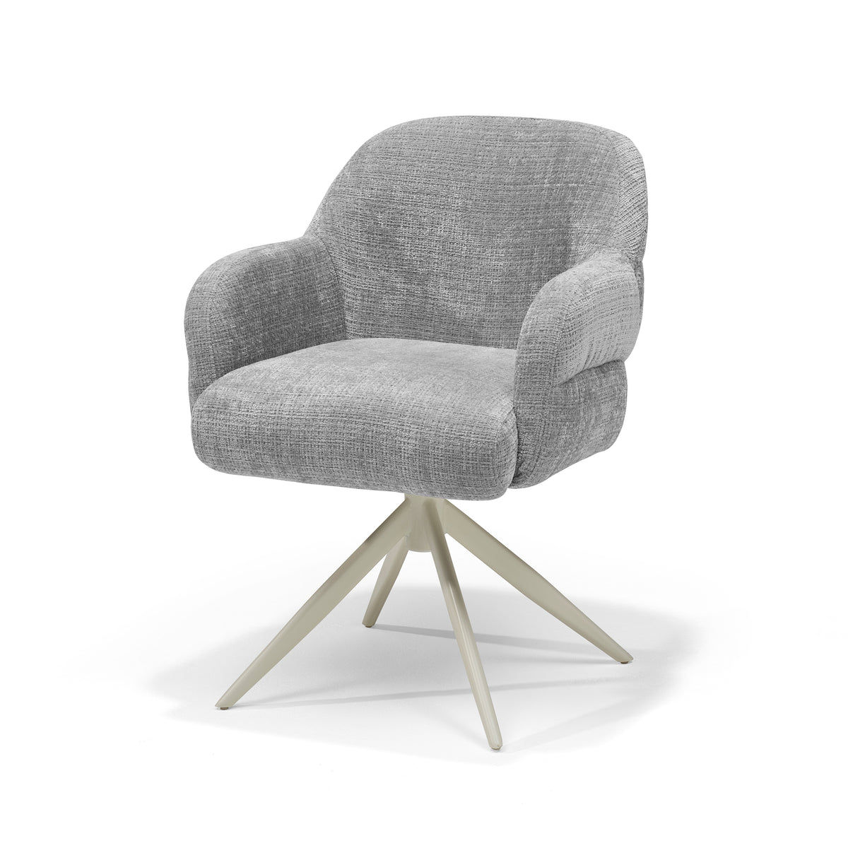 Eetkamerstoel Austin armstoel stof Cremona #85 lichtgrijs - 360° draaibaar frame beige P03