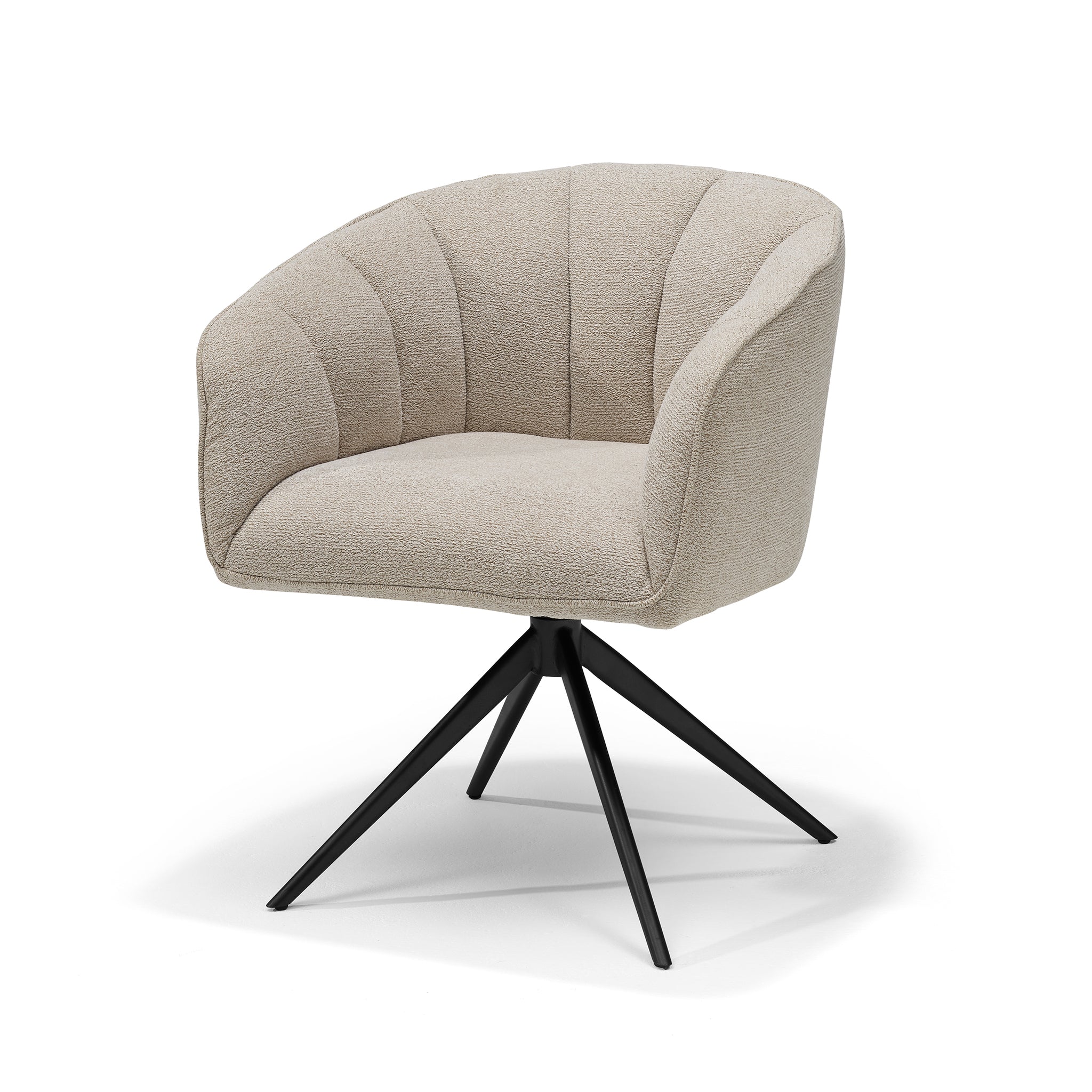 Cocoon armstoel - stof Sahara (mushroom) - 360° draaibaar, frame zwart