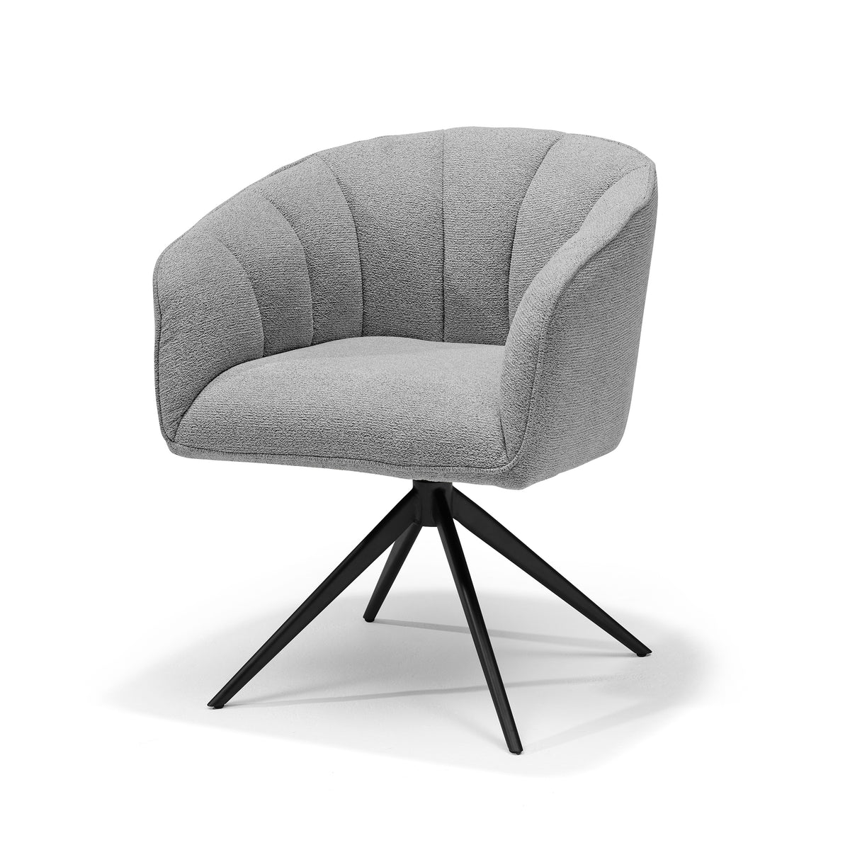 Eetkamerstoel Cocoon armstoel stof Sahara grijs - 360° draaibaar, frame zwart