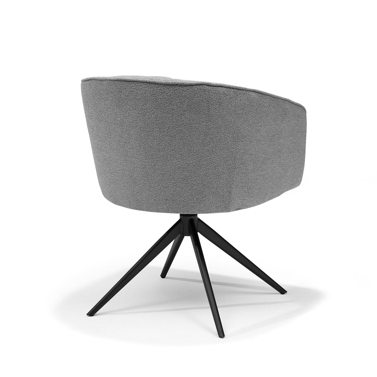 Eetkamerstoel Cocoon armstoel stof Sahara grijs - 360° draaibaar, frame zwart