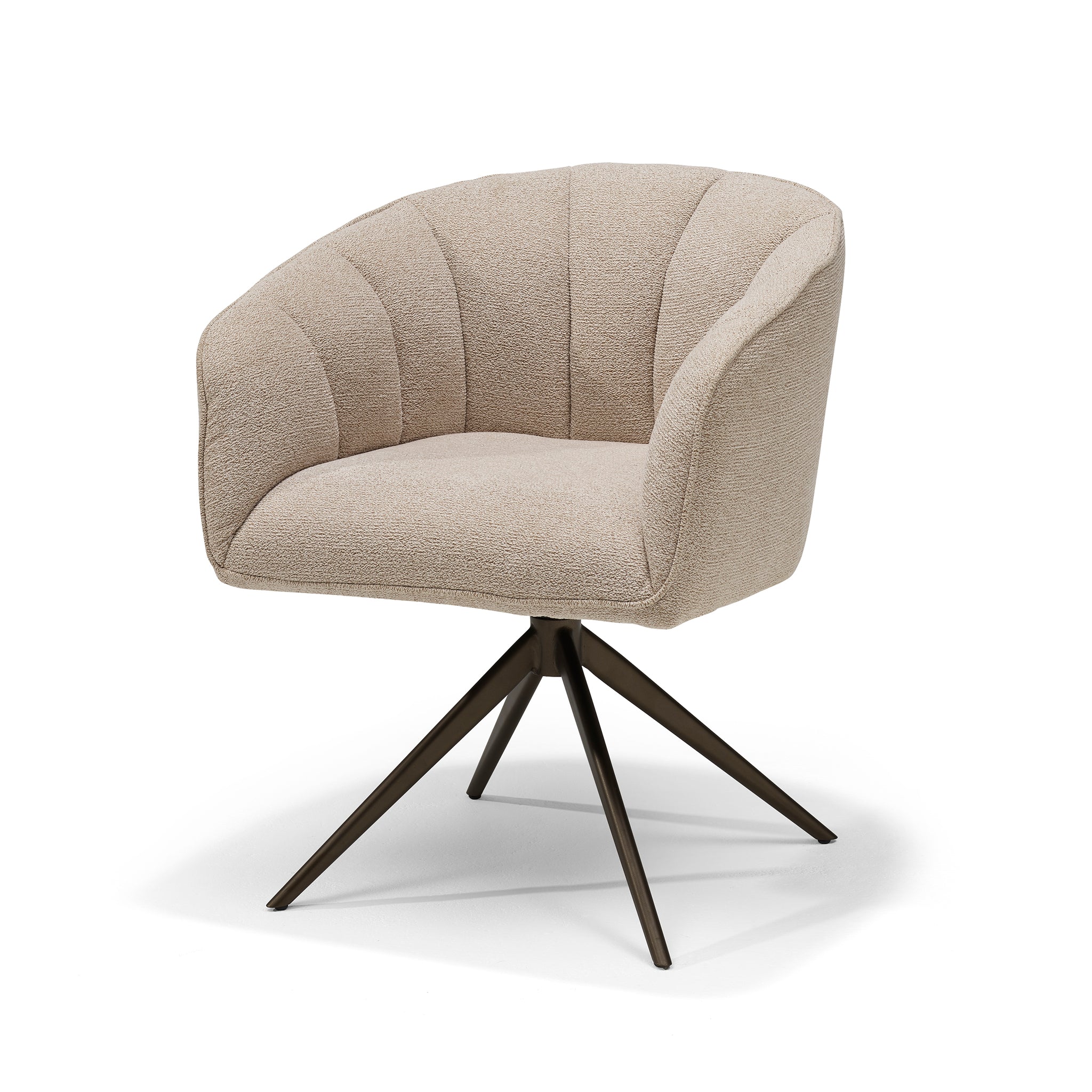 Cocoon armstoel stof Sahara linnen - 360° draaibaar frame anodisch bruin