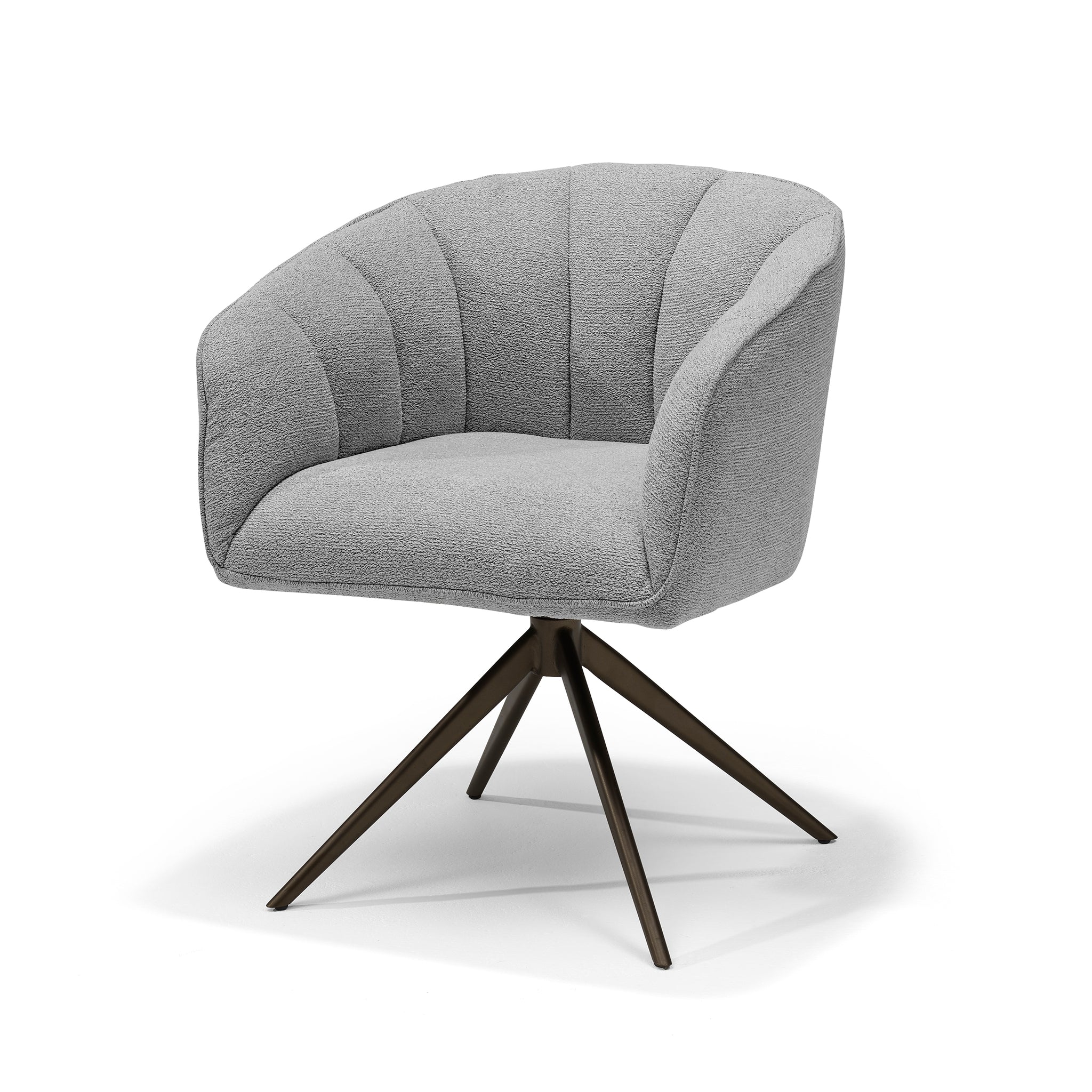 Eetkamerstoel Cocoon armstoel Stof Sahara Grijs - 360° draaibaar frame anodisch bruin