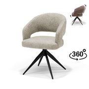 Eetkamerstoel Swing armstoel stof Leo naturel - relaxfunctie - zwart frame