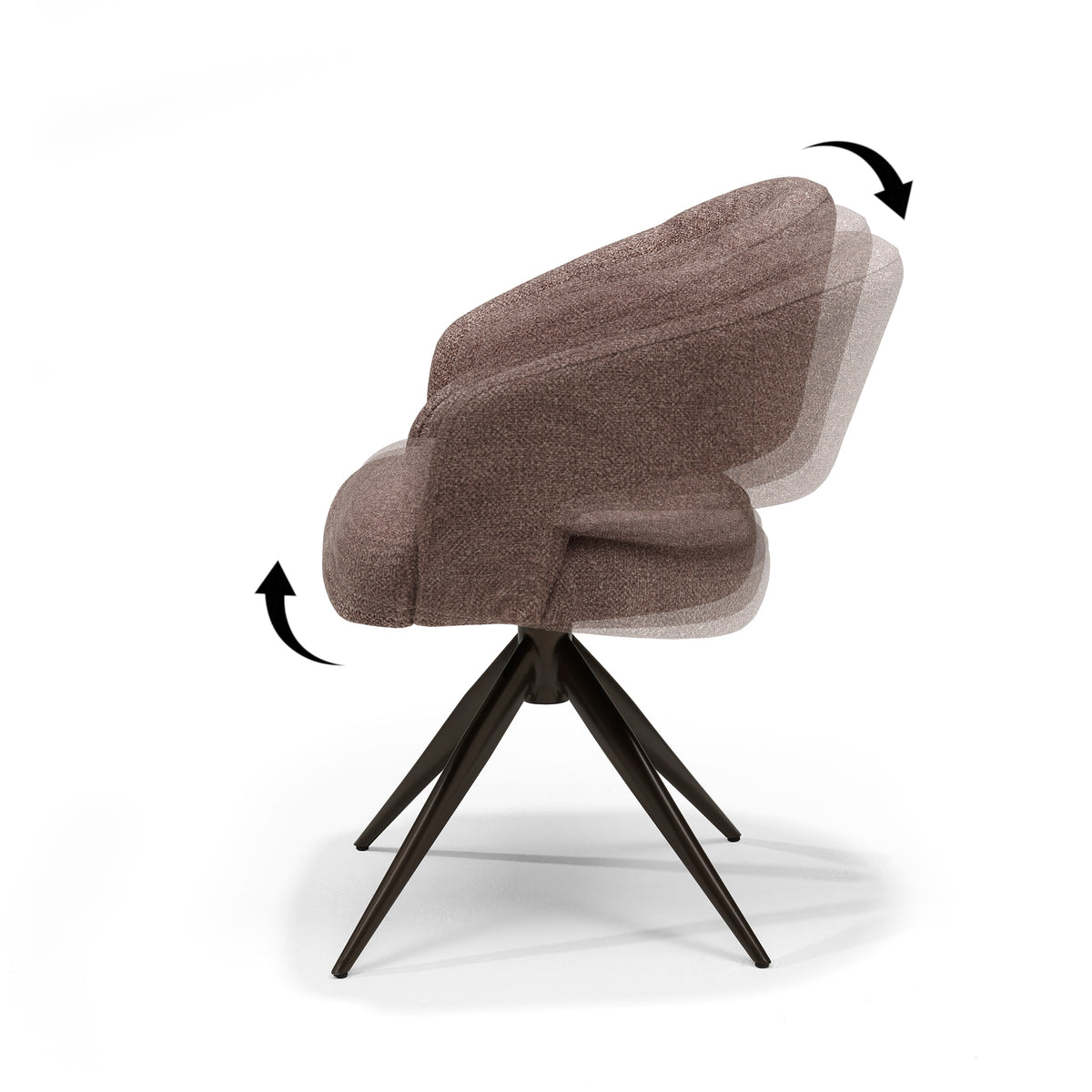 Eetkamerstoel Swing armstoel stof Leo naturel - relaxfunctie - zwart frame