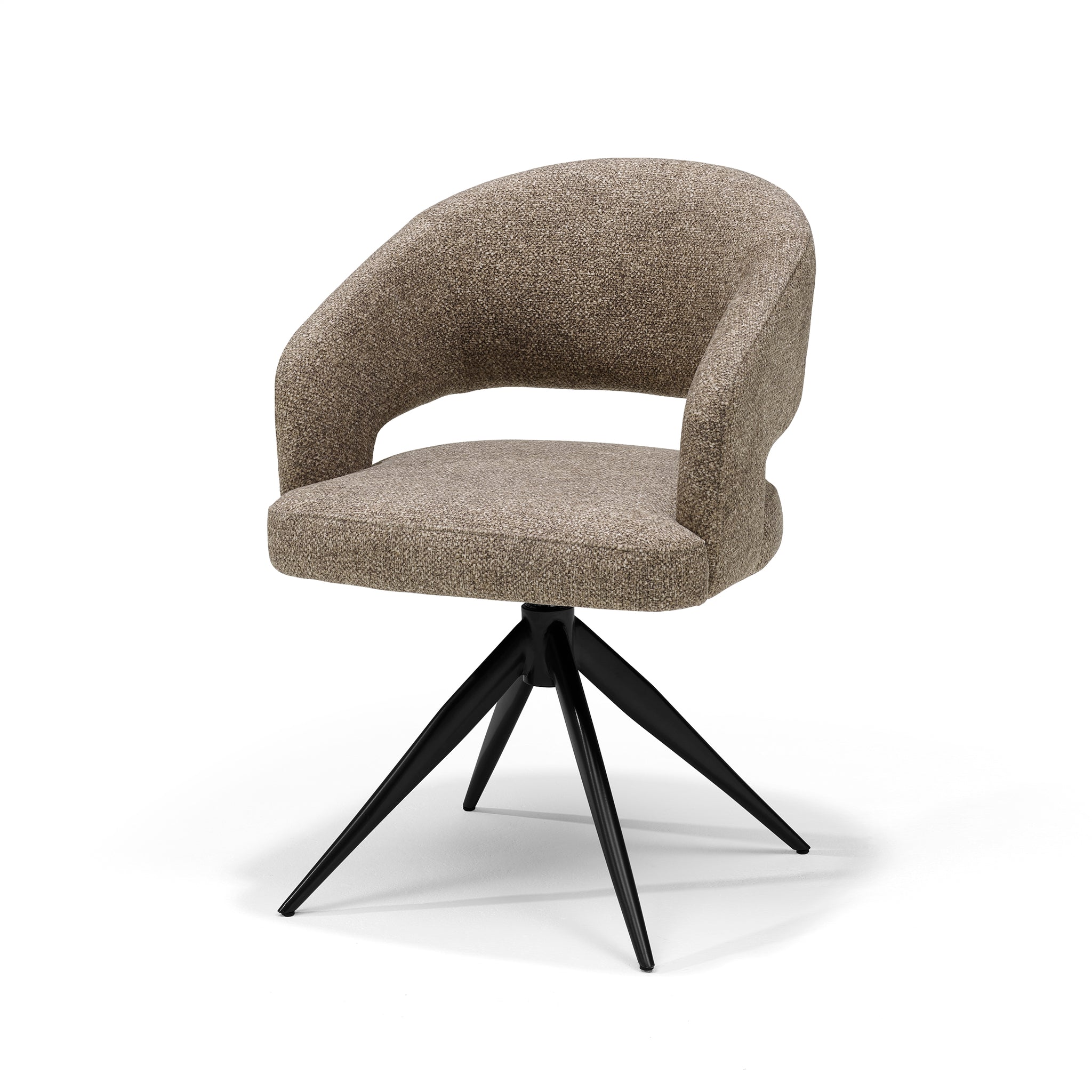 Eetkamerstoel Swing armstoel stof Leo beige - relaxfunctie - zwart frame