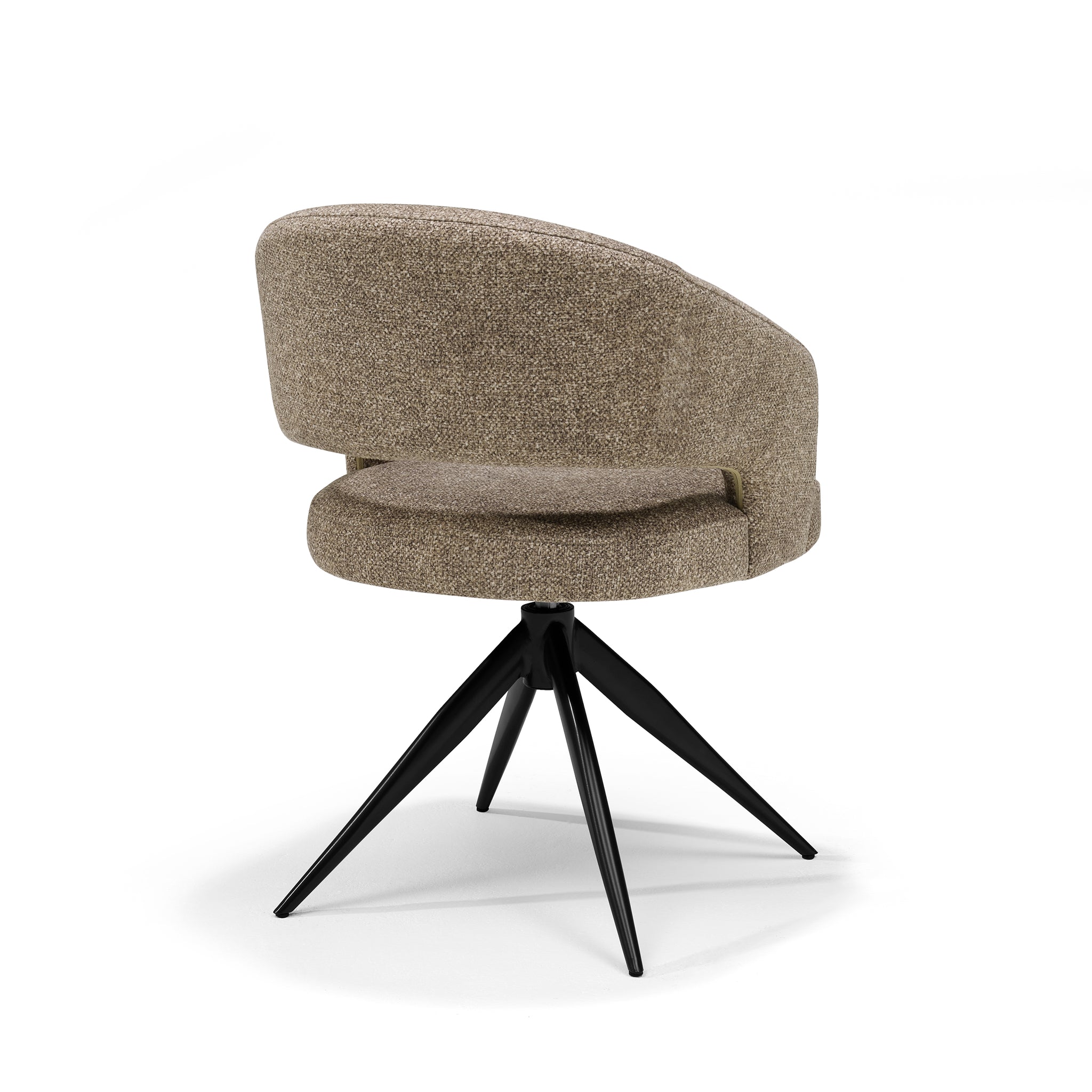 Eetkamerstoel Swing armstoel stof Leo beige - relaxfunctie - zwart frame