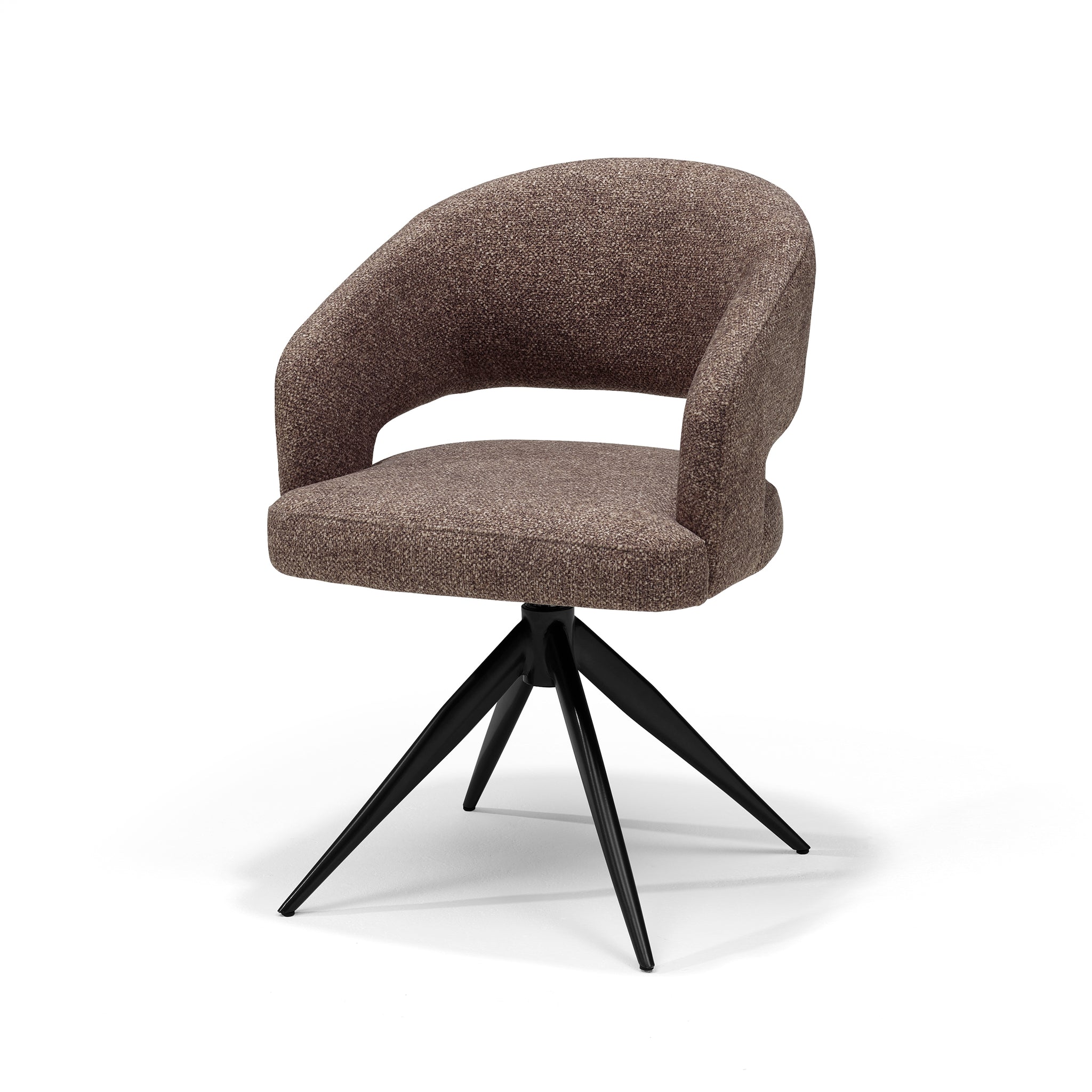 Eetkamerstoel Swing armstoel stof Leo Brown - relaxfunctie - zwart frame