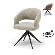 Eetkamerstoel Swing-armstoel Stof Leo naturel - relaxfunctie - frame Anodic Brown