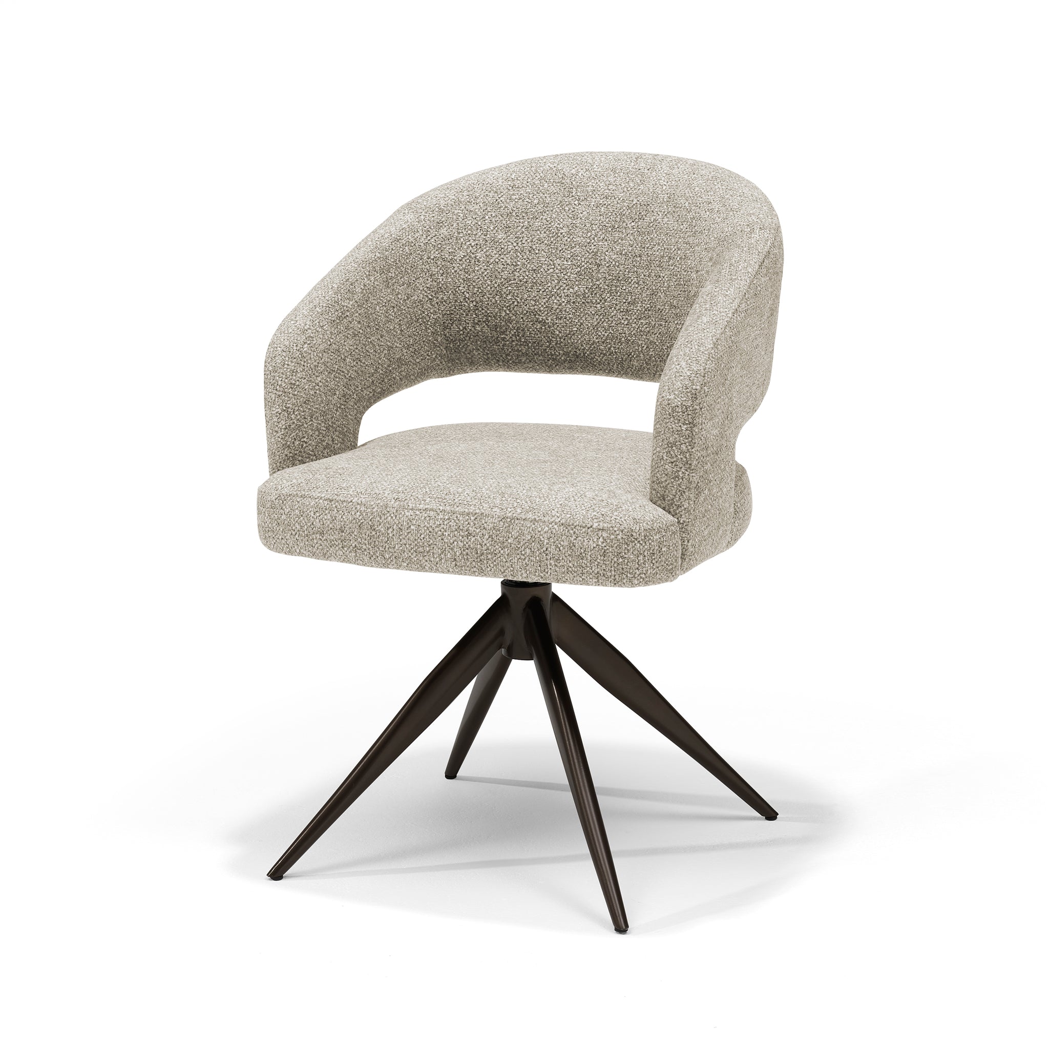 Eetkamerstoel Swing-armstoel Stof Leo naturel - relaxfunctie - frame Anodic Brown