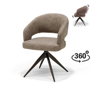 Eetkamerstoel Swing armstoel Stof Leo Beige - Relaxfunctie - Onderstel Anodisch Bruin