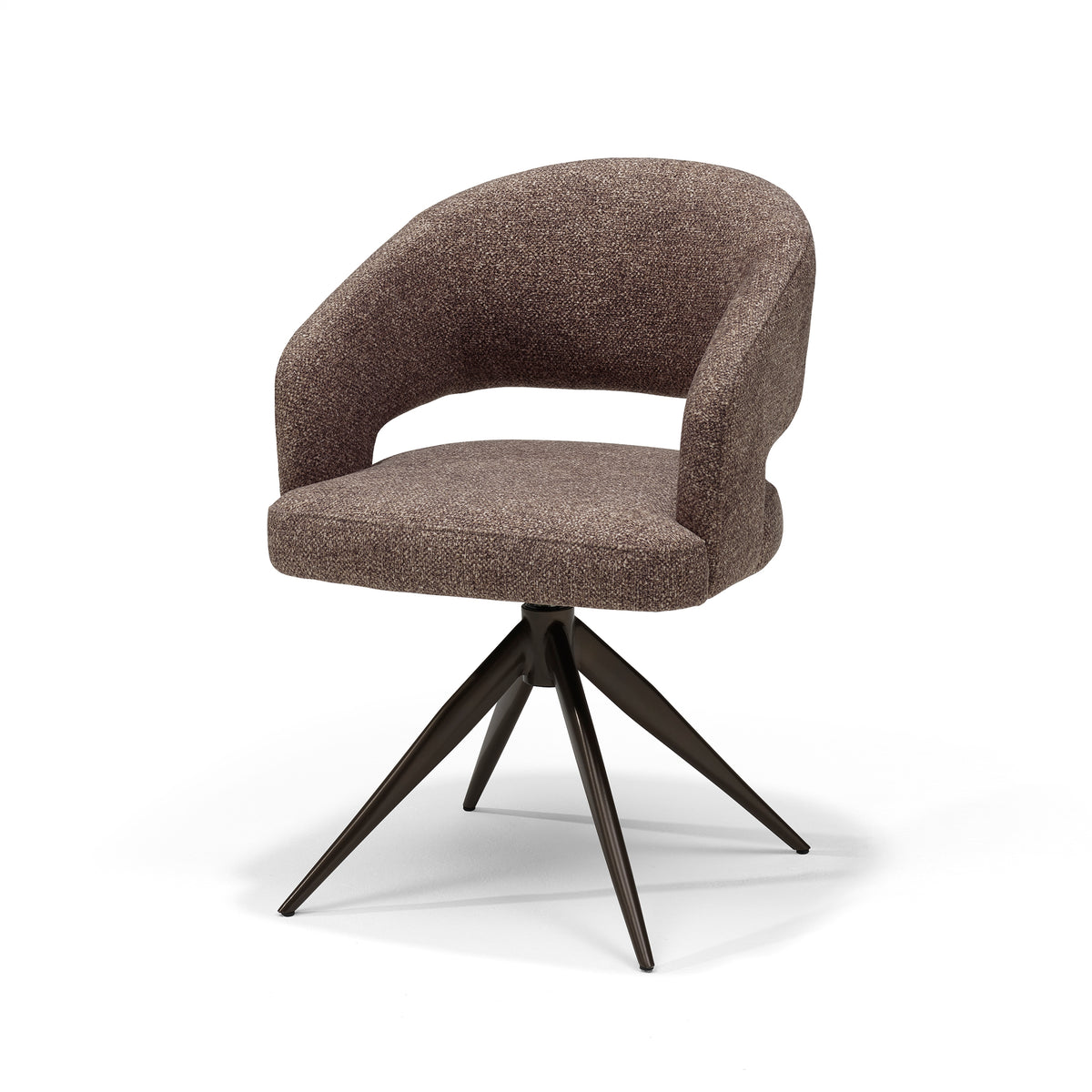 Eetkamerstoel Swing armstoel stof Leo bruin - relaxfunctie - frame anodisch bruin