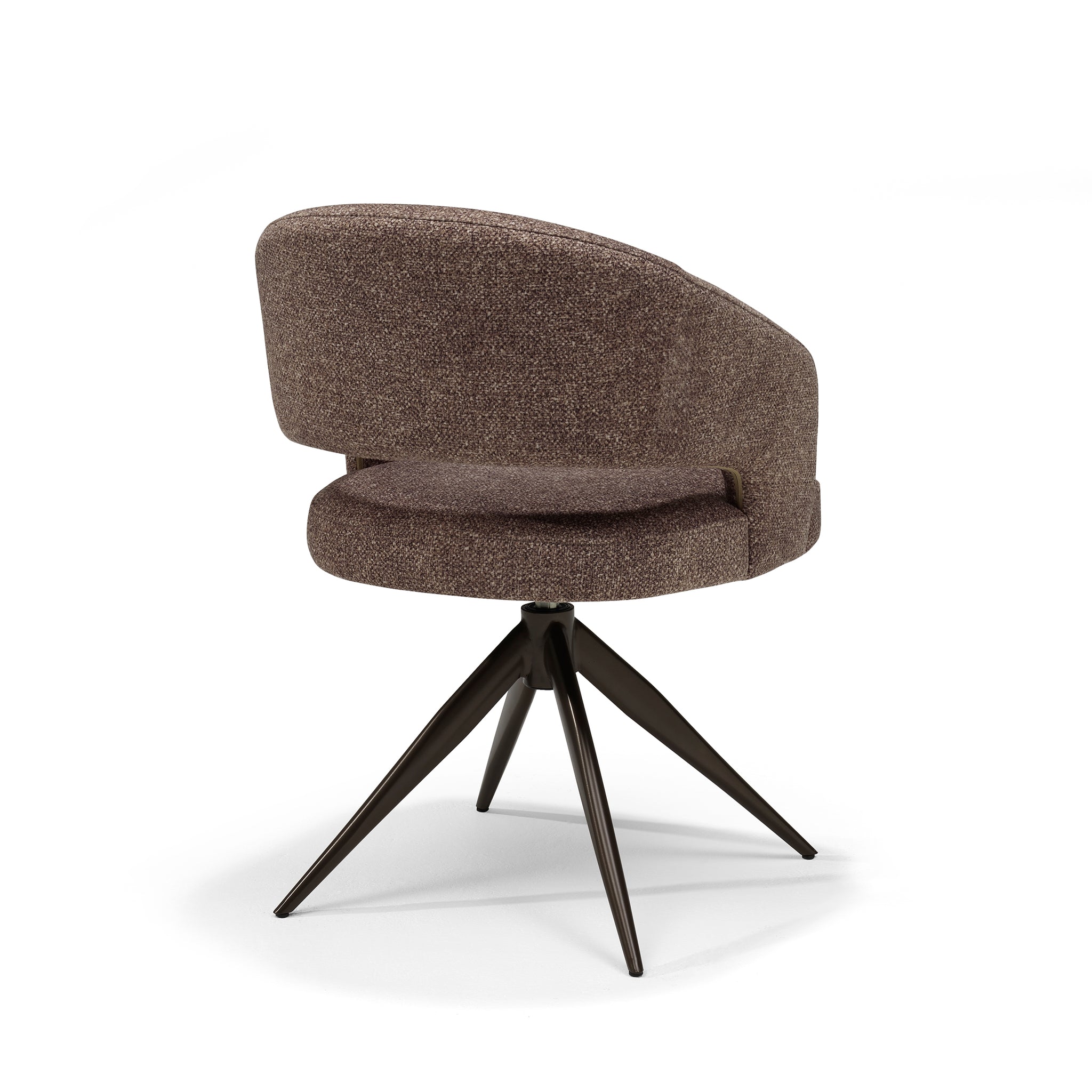 Eetkamerstoel Swing armstoel stof Leo bruin - relaxfunctie - frame anodisch bruin