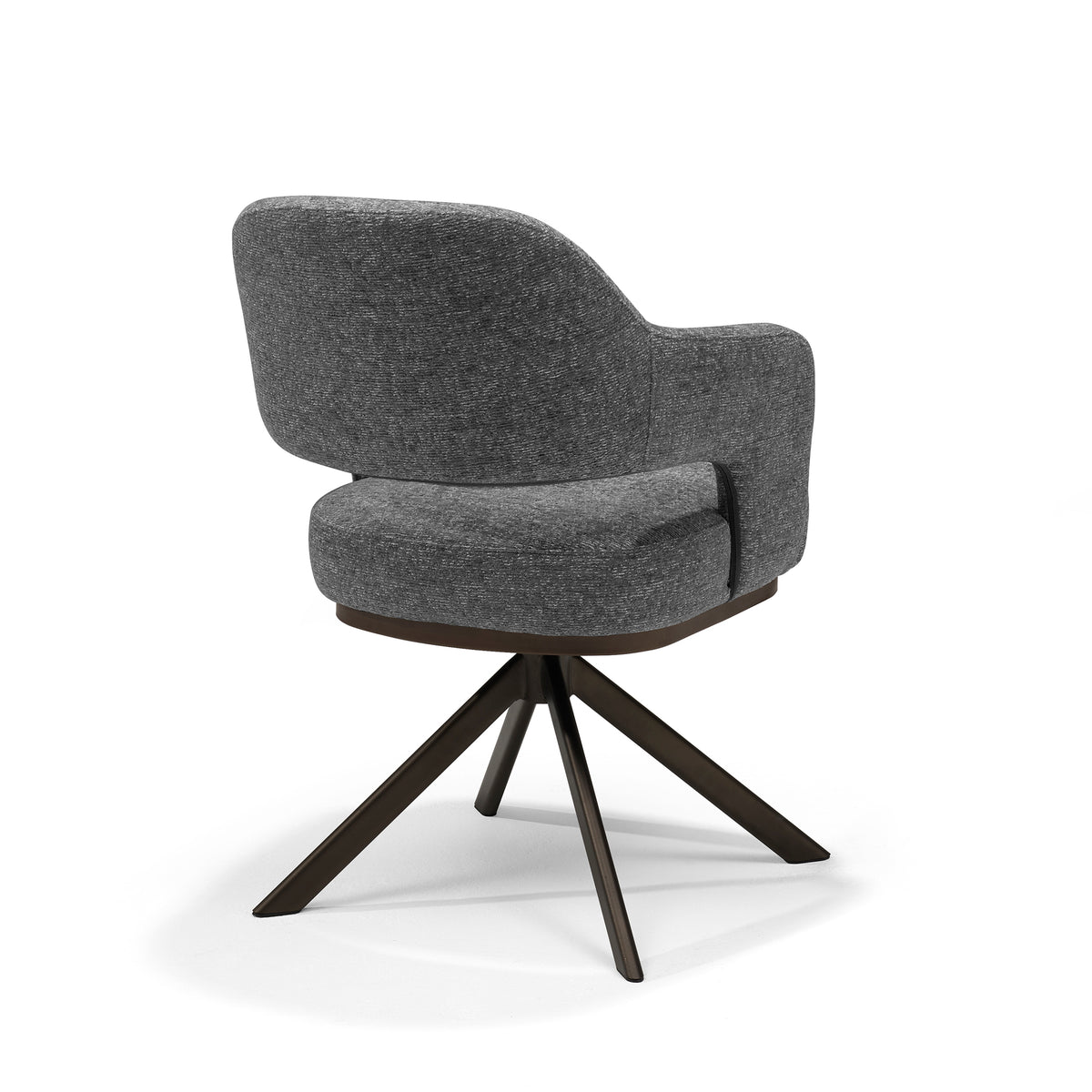 Eetkamerstoel Colorado armstoel Stof Bear #11 Antraciet - 360° draaibaar frame Anodisch bruin