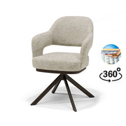 Eetkamerstoel Colorado armstoel stof Bear #16 beige - 360° draaibaar frame Anodic Brown