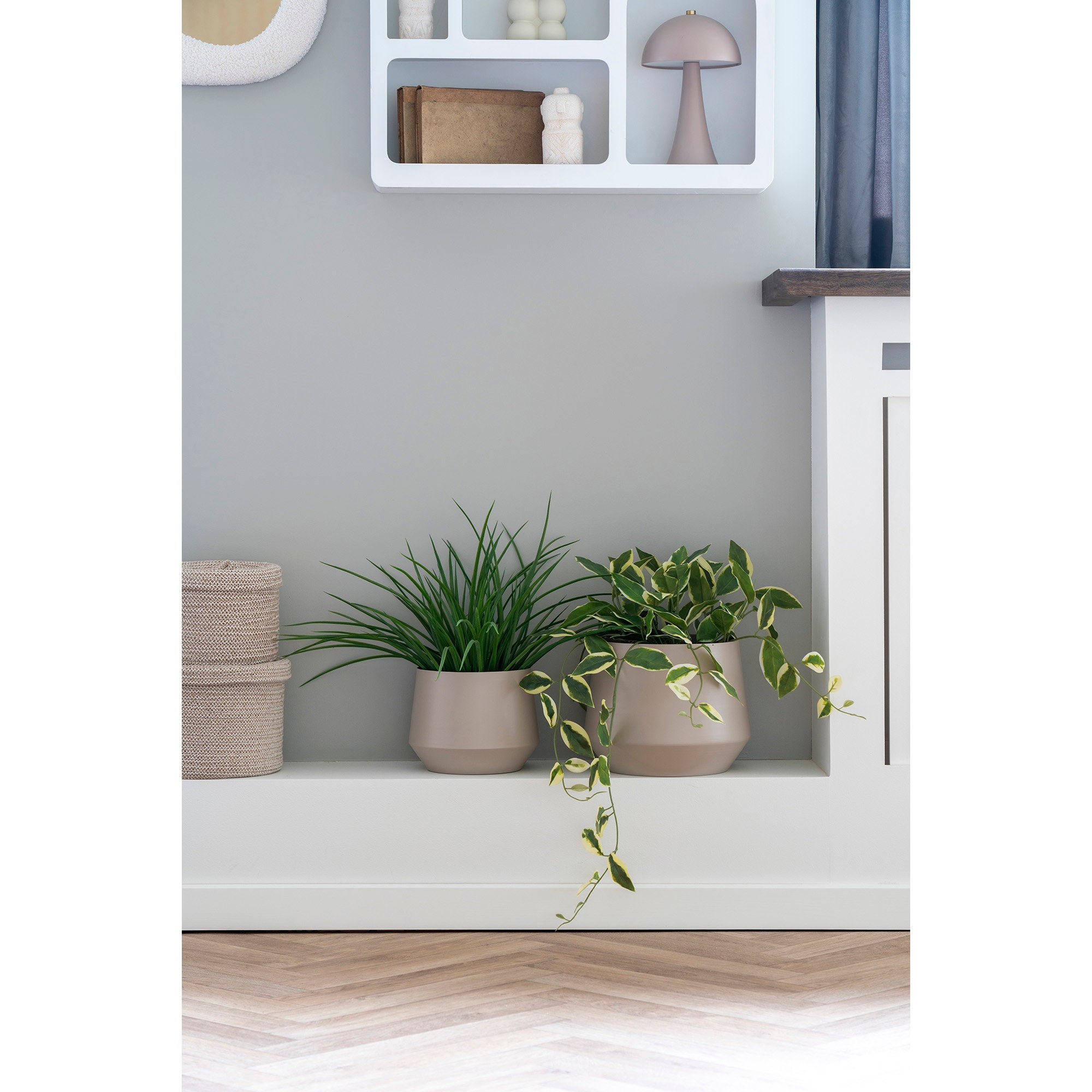Trofa Flowerpot - Bloempot, staal, zandkleurig, set van 2