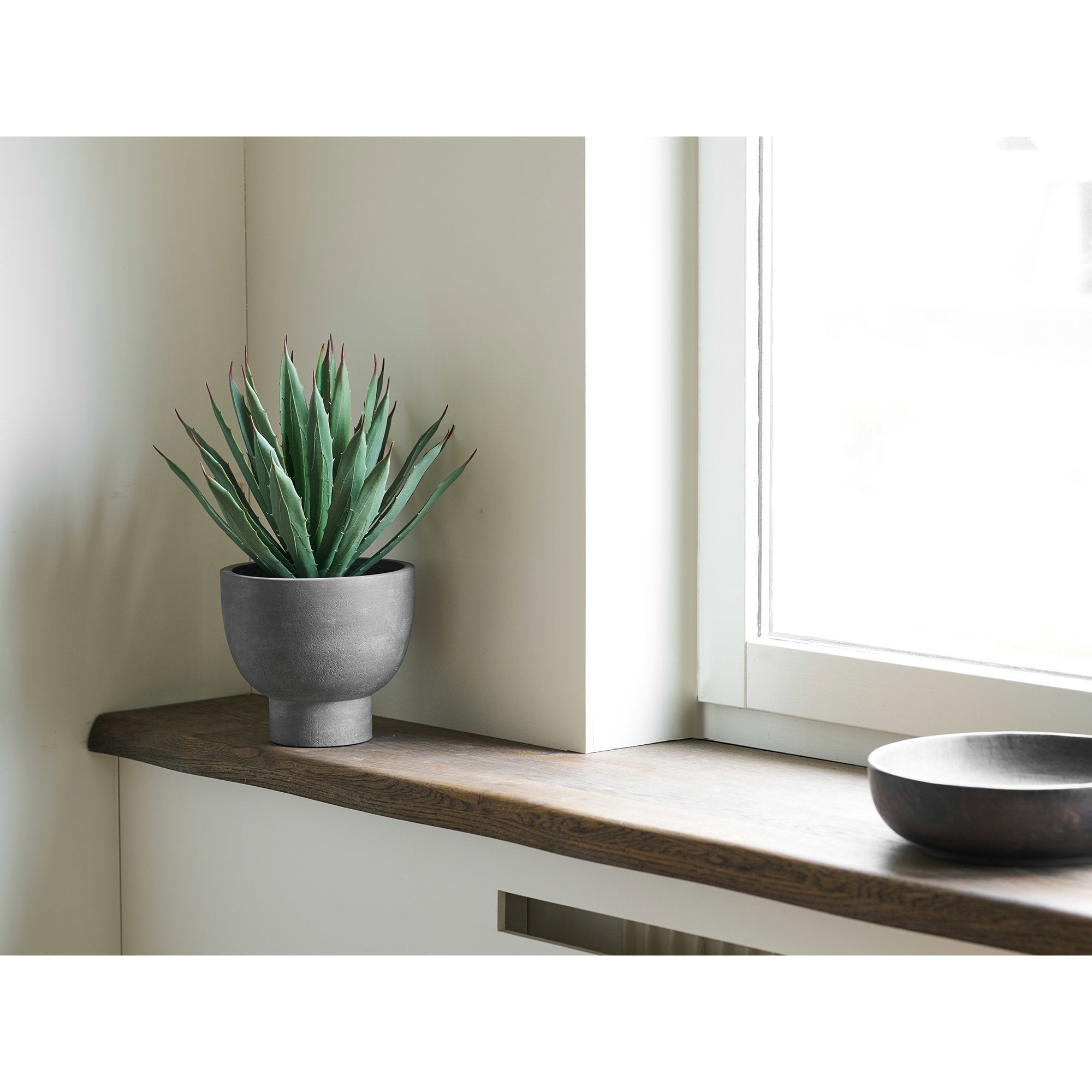 Agaveplant - met pot, kunstplant, groen/grijs, H:41 cm