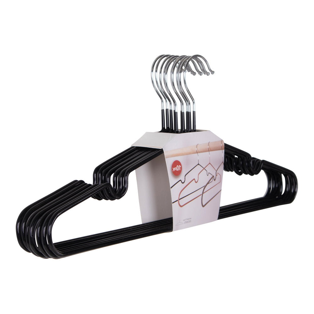 Massa-hangers - metalen hangers met zwarte coating, set van 10