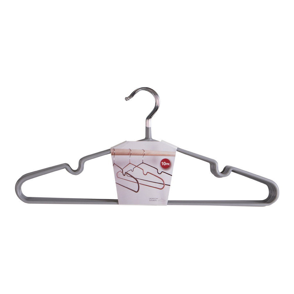 Massa-hangers - metalen hangers met grijze coating, set van 10