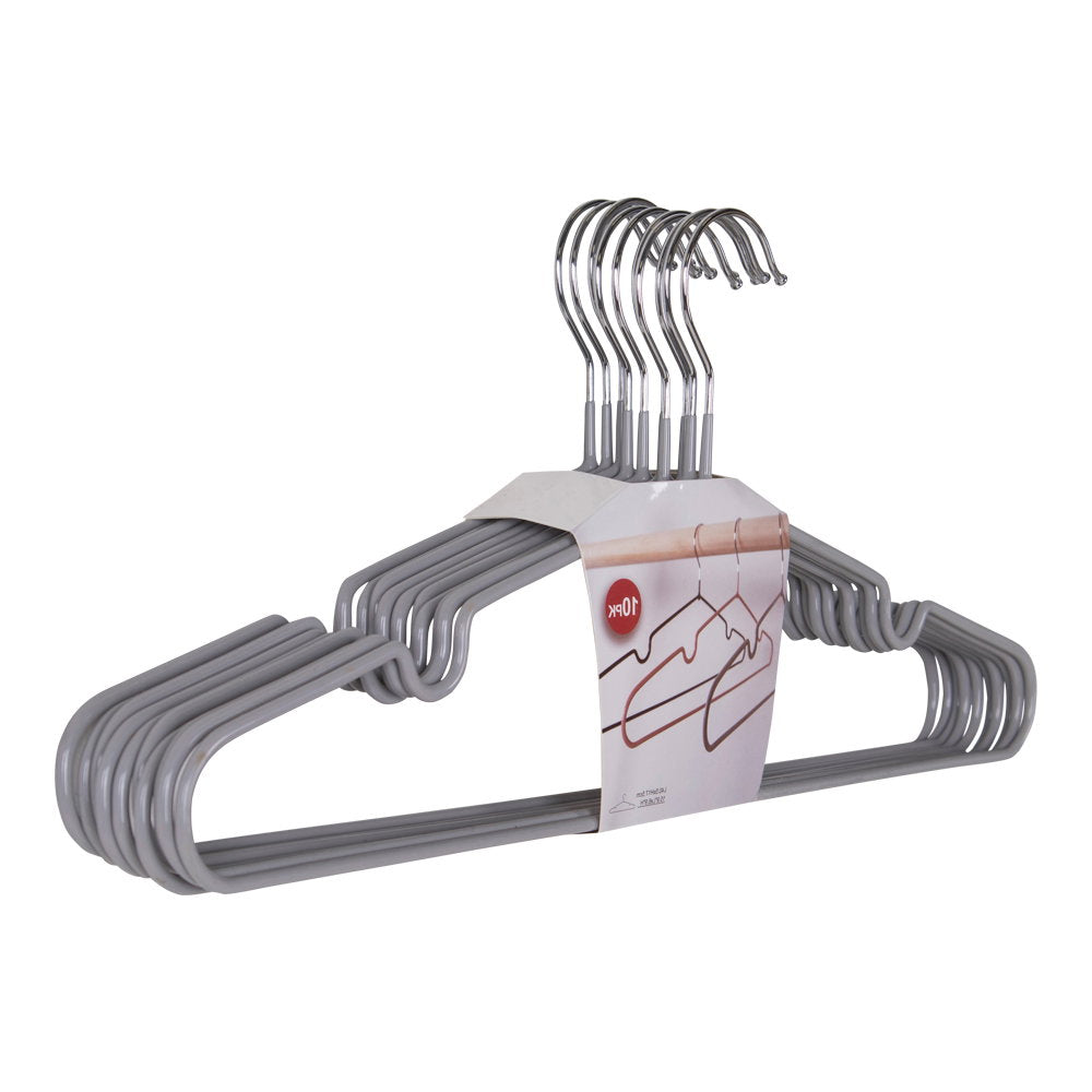 Massa-hangers - metalen hangers met grijze coating, set van 10