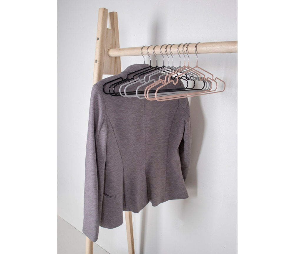 Massa-hangers - metalen hangers met grijze coating, set van 10