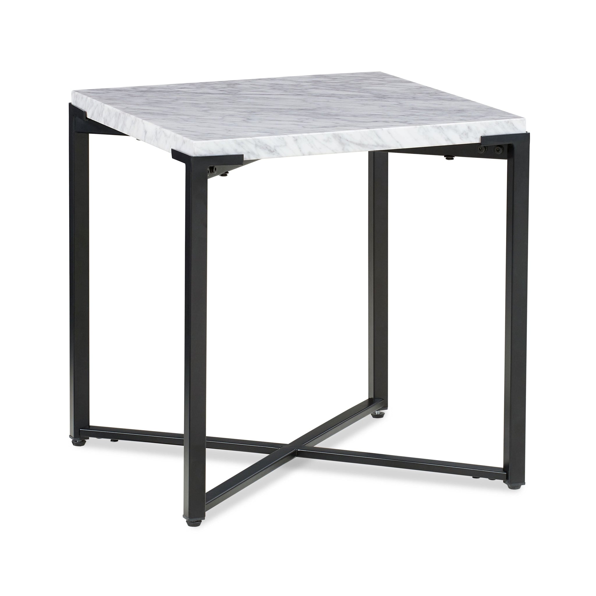 Saxon bijzettafel in Carrara-marmer en mat zwart