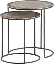Sochi bijzettafel set van 2, antiek nikkel