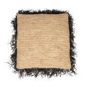 Raffia kussenhoes vierkant - naturel zwart - 60x60