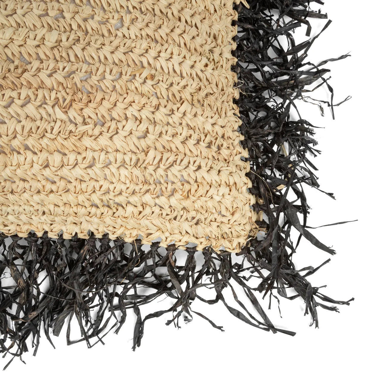 Raffia kussenhoes vierkant - naturel zwart - 60x60
