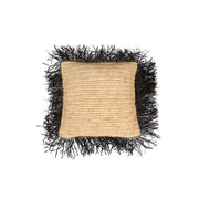 De Raffia vierkante kussenhoes - naturel/zwart - 40x40
