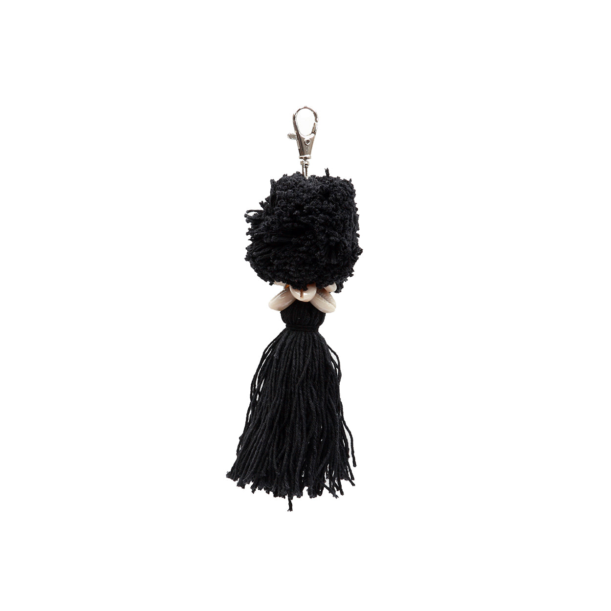 De pompom-sleutelhanger - zwart