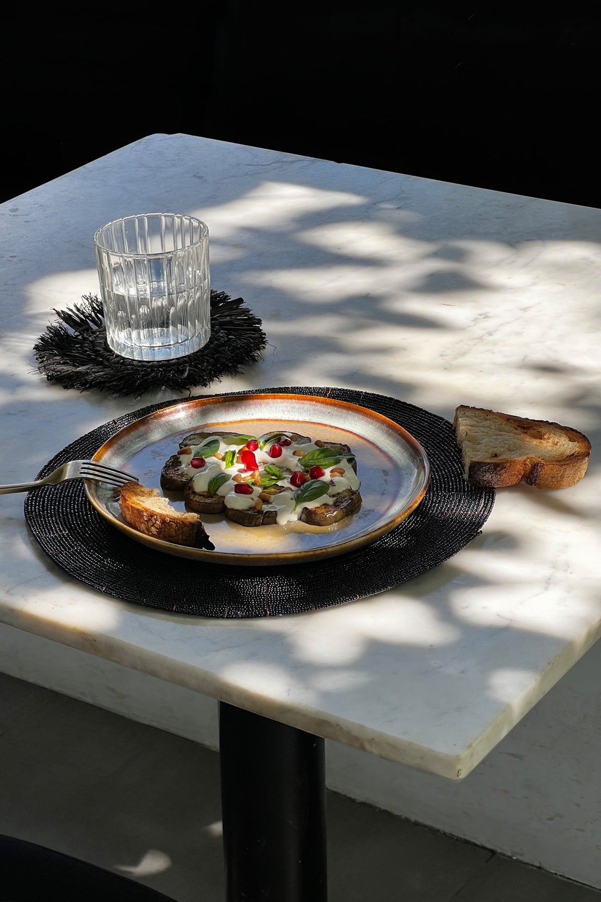Placemat met kralen - zwart