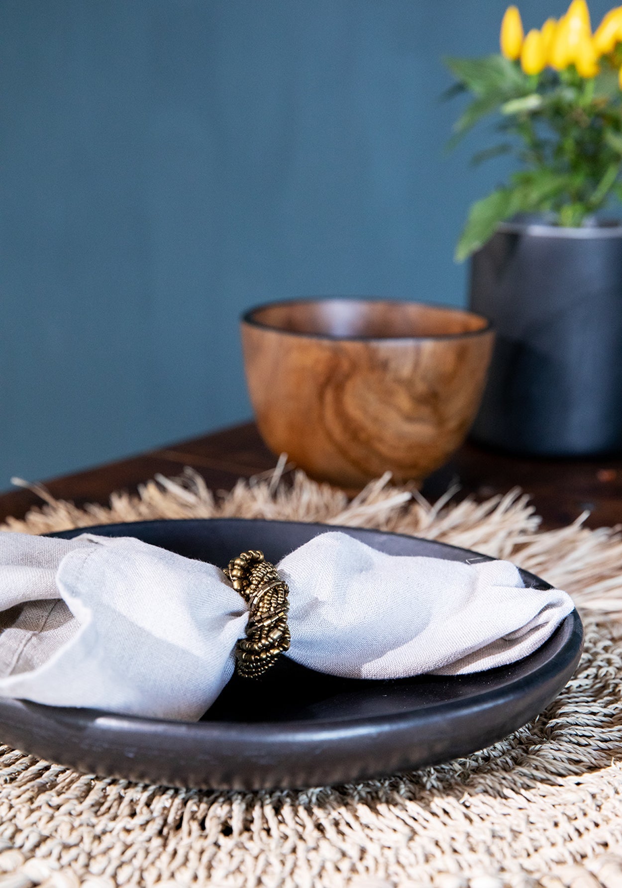 De servetring met kralen - goud