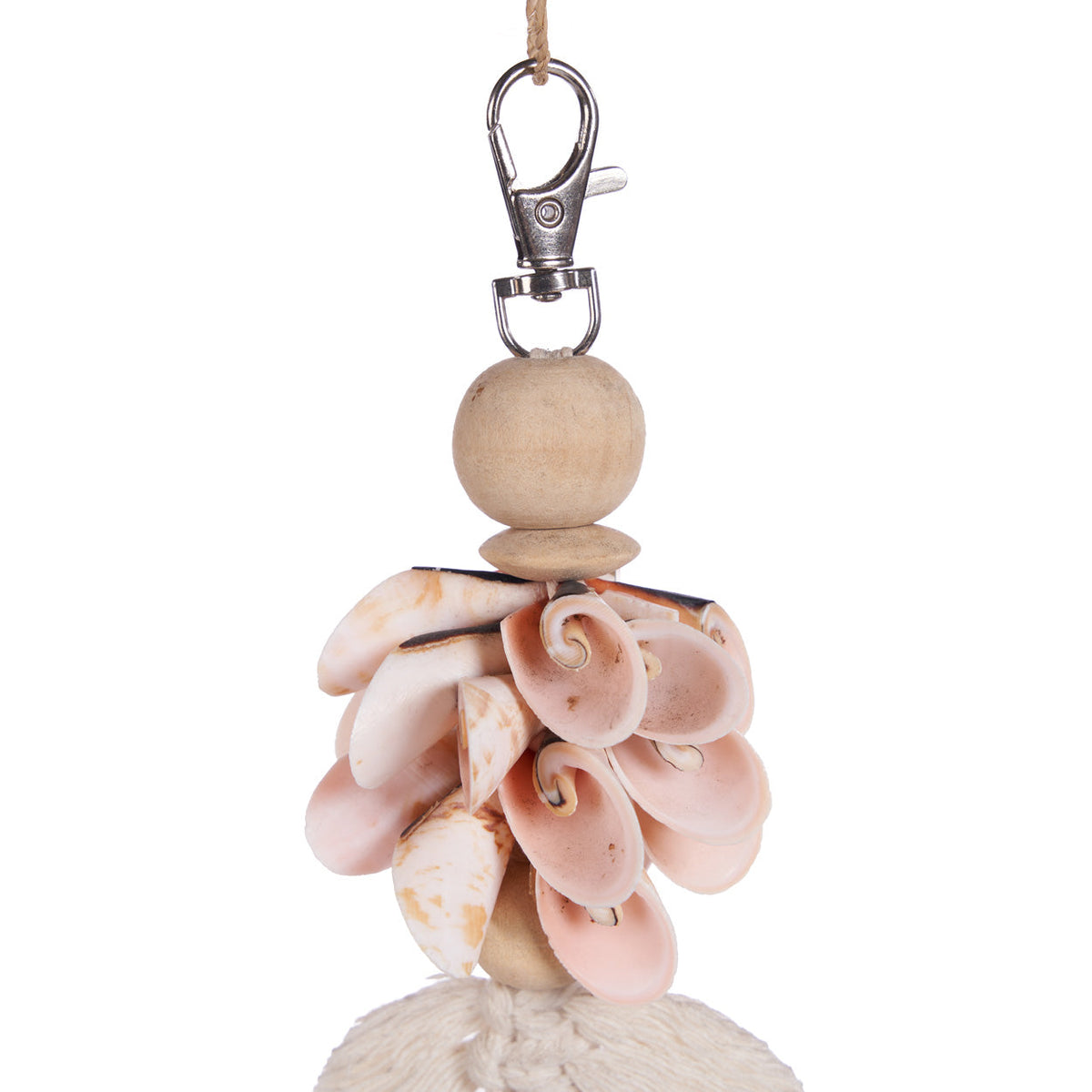 De Shiva-schelp sleutelhanger - roze-wit