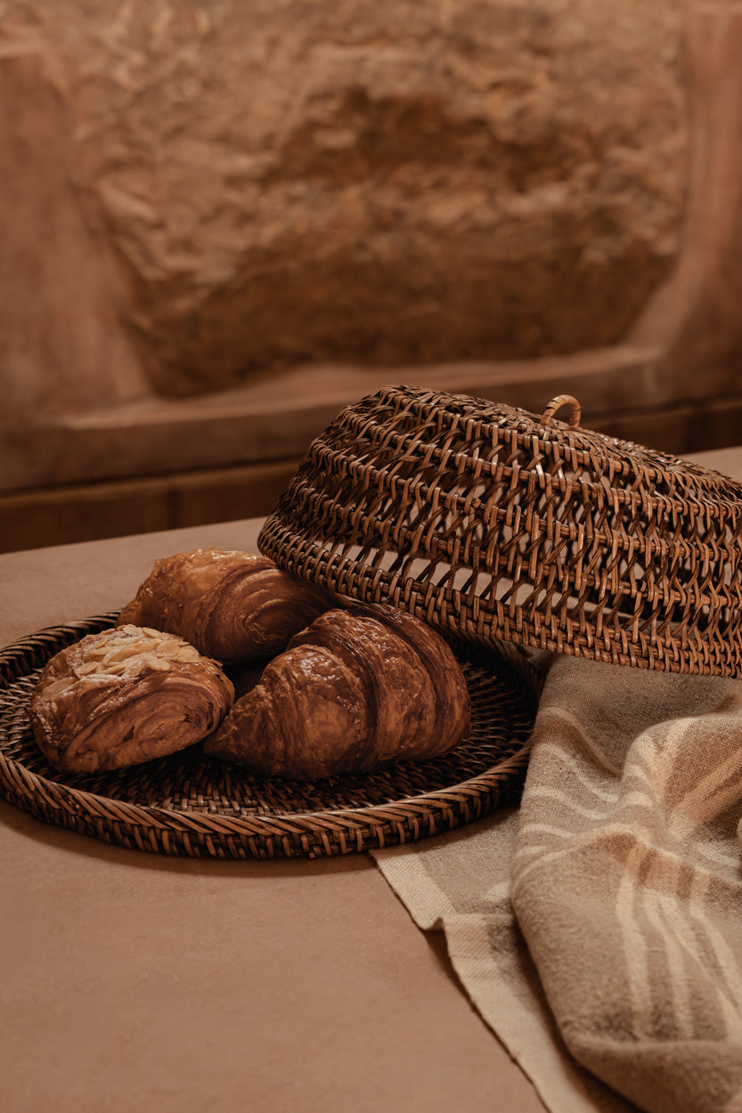 Rotan voedseldeksel - naturel bruin - L