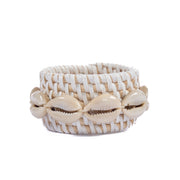 Rotan schelpservetring - wit