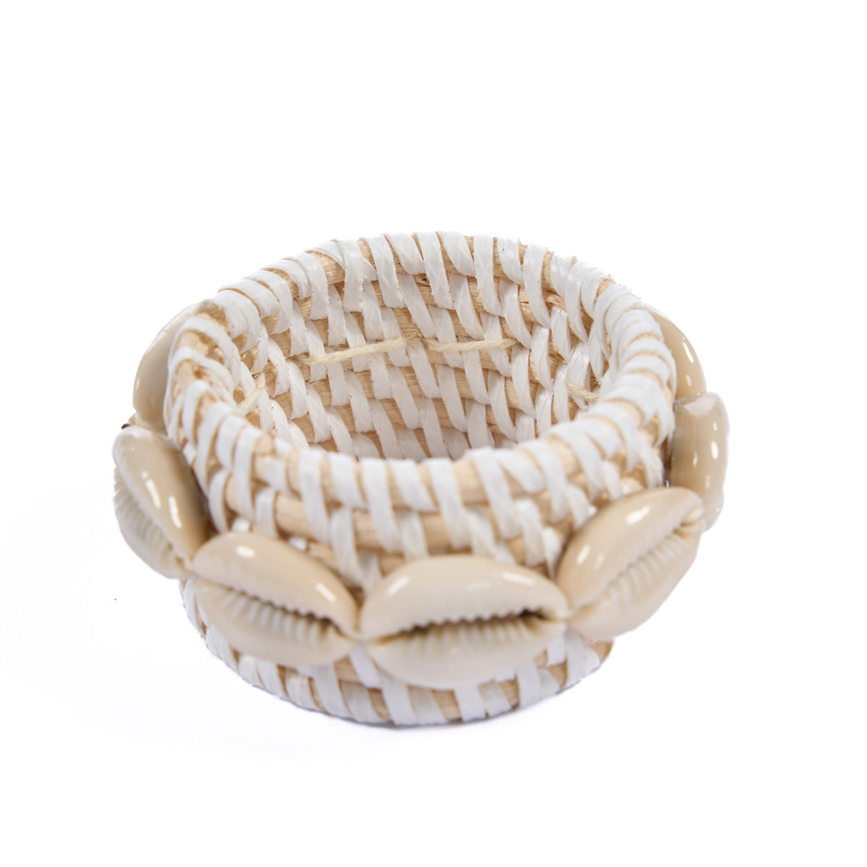 Rotan schelpservetring - wit