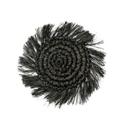 Raffia-onderzetter met franjes - zwart