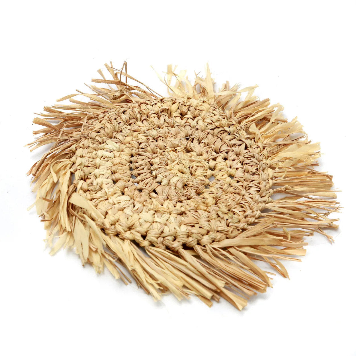 Raffia-onderzetter met franje - naturel