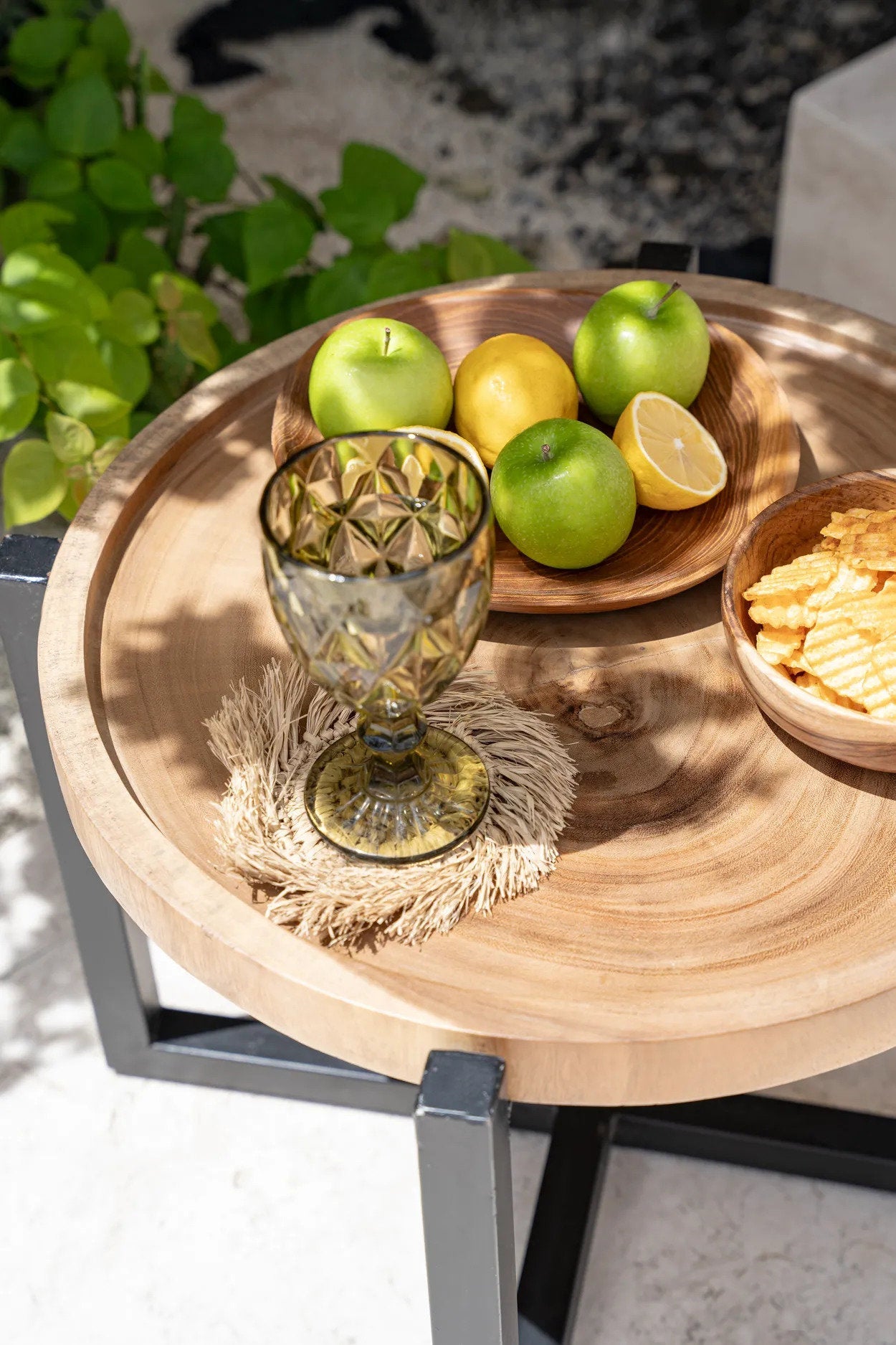 Raffia-onderzetter met franje - naturel