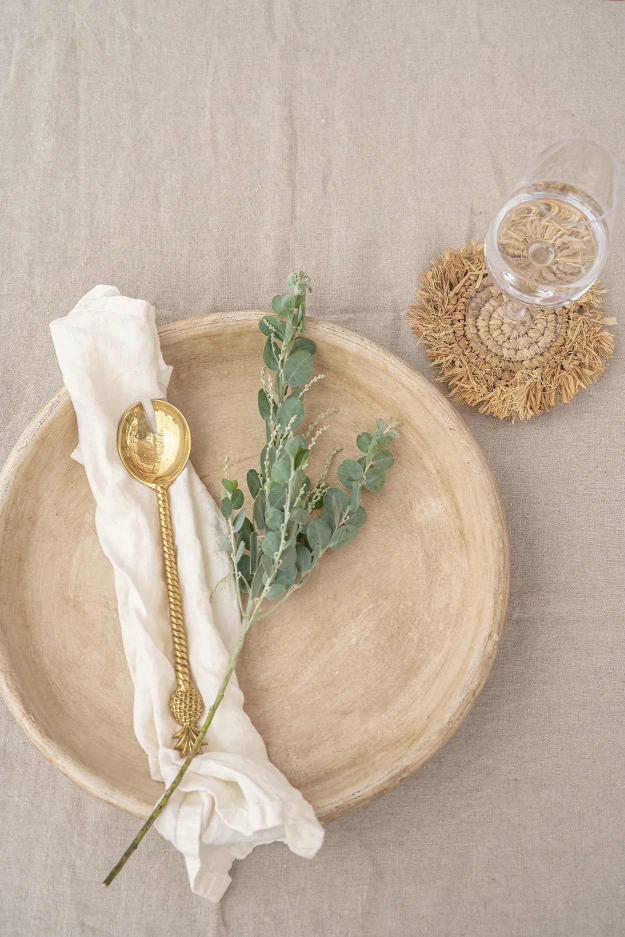 Raffia-onderzetter met franje - naturel