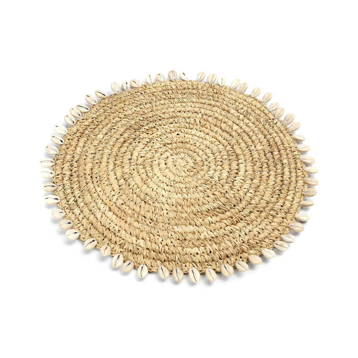 De raffia schelpvormige pannenonderzetter