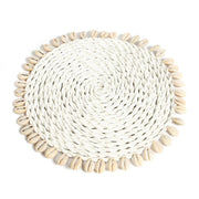 De zeegras-schelp pannenonderzetter - wit