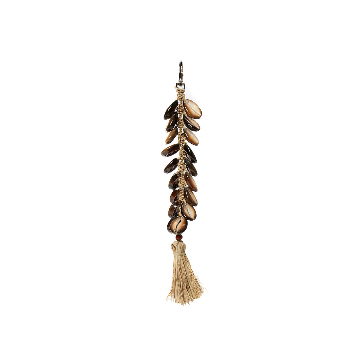 Raffia vissengraat-sleutelhanger - naturel zwart