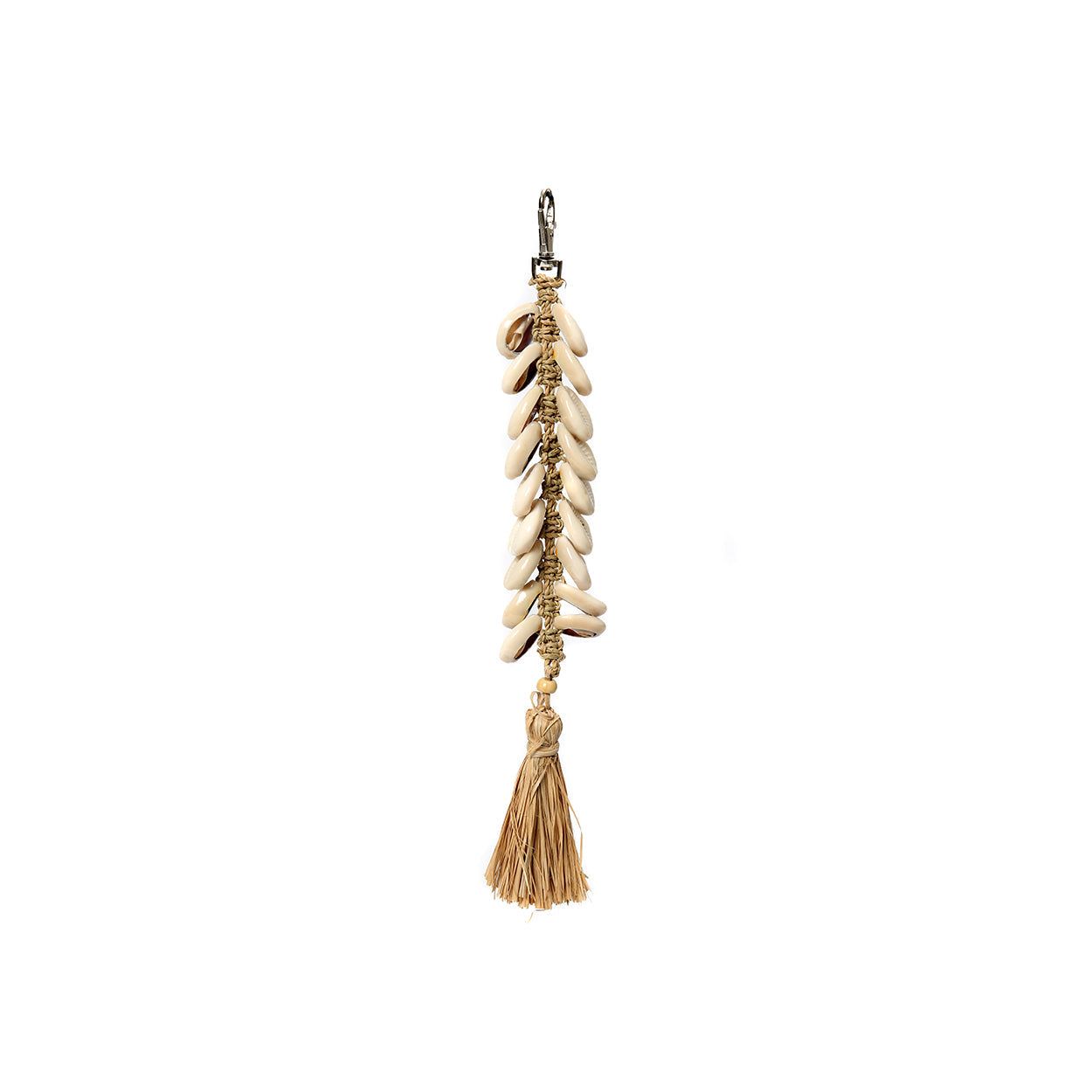 De raffia visgraatsleutelhanger - natuurwit
