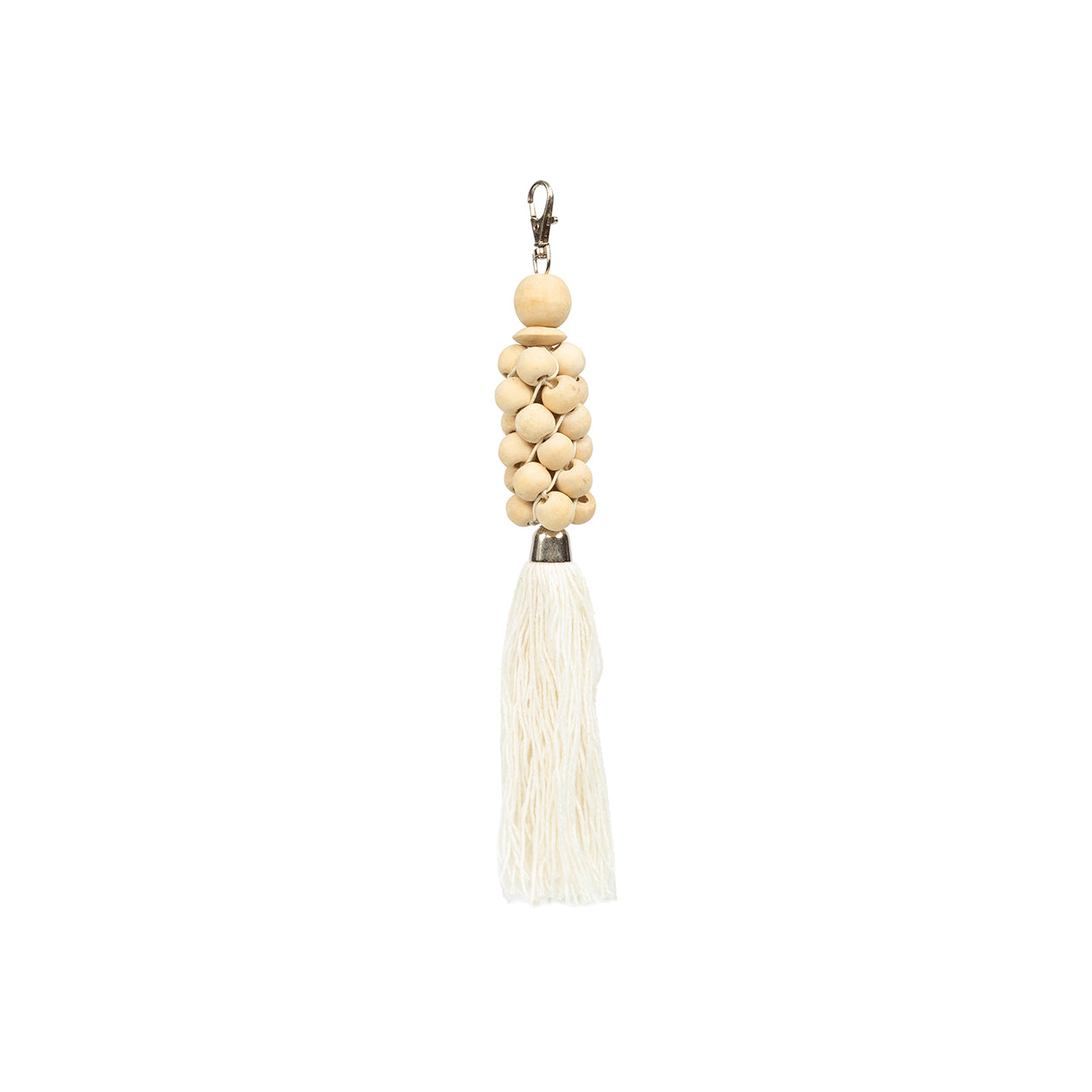De sleutelhanger met houten kralen - natuurwit