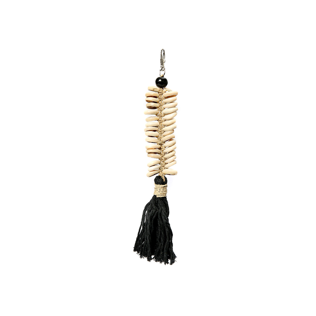De macramé visgraat-sleutelhanger - zwart