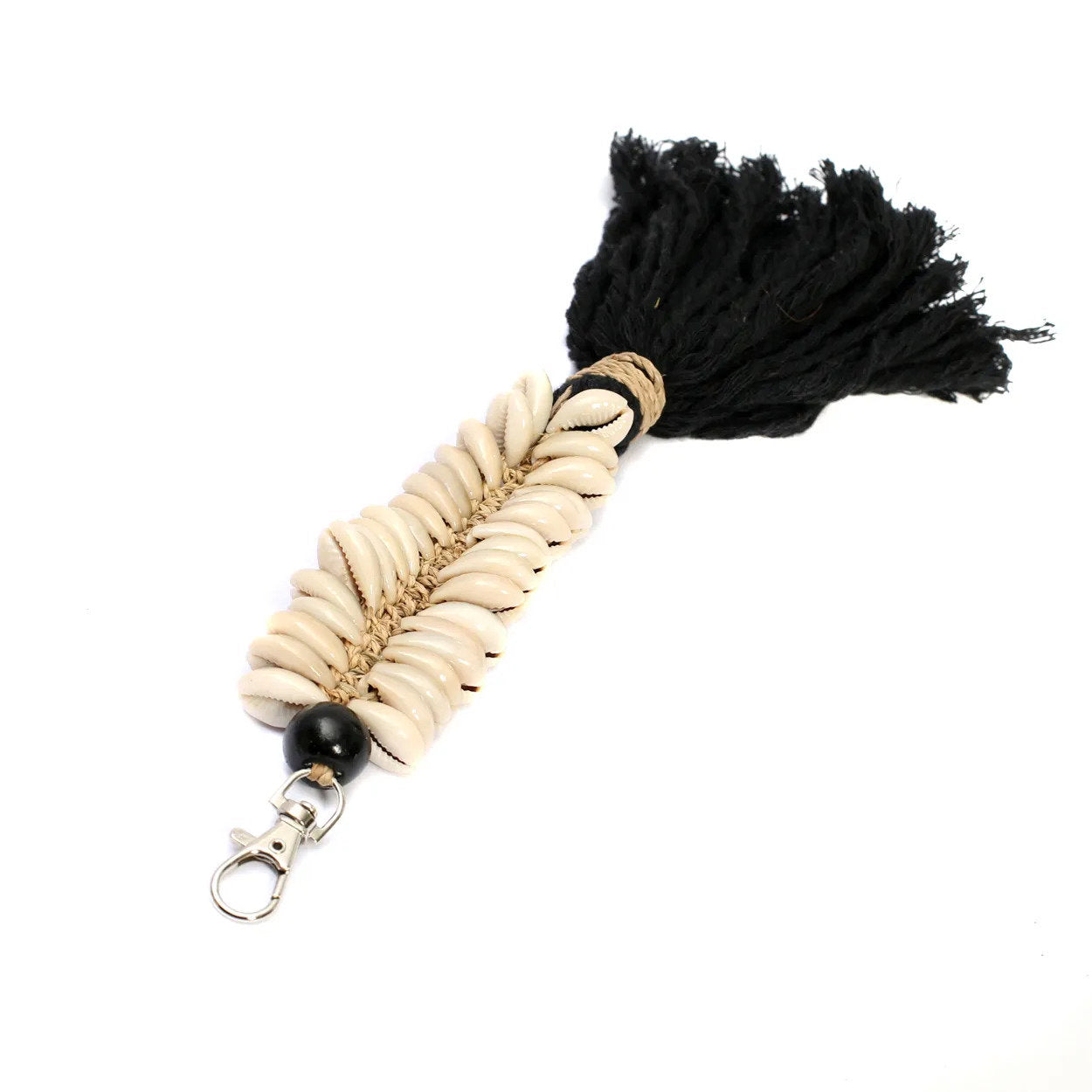 De macramé visgraat-sleutelhanger - zwart