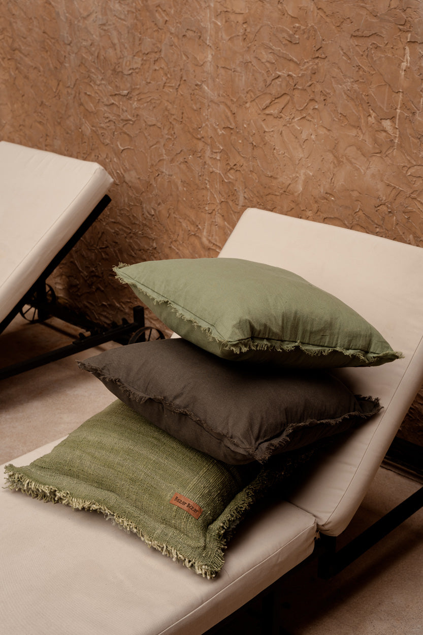 Jungle-kussenhoes met franjes - groen - 50x50 cm
